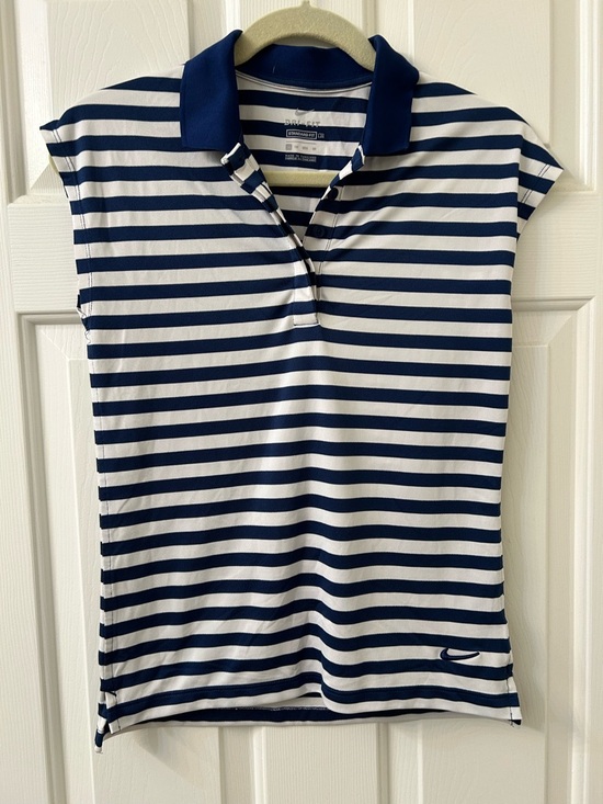 Nike Tops - Nike Navy and White Striped Polo Top